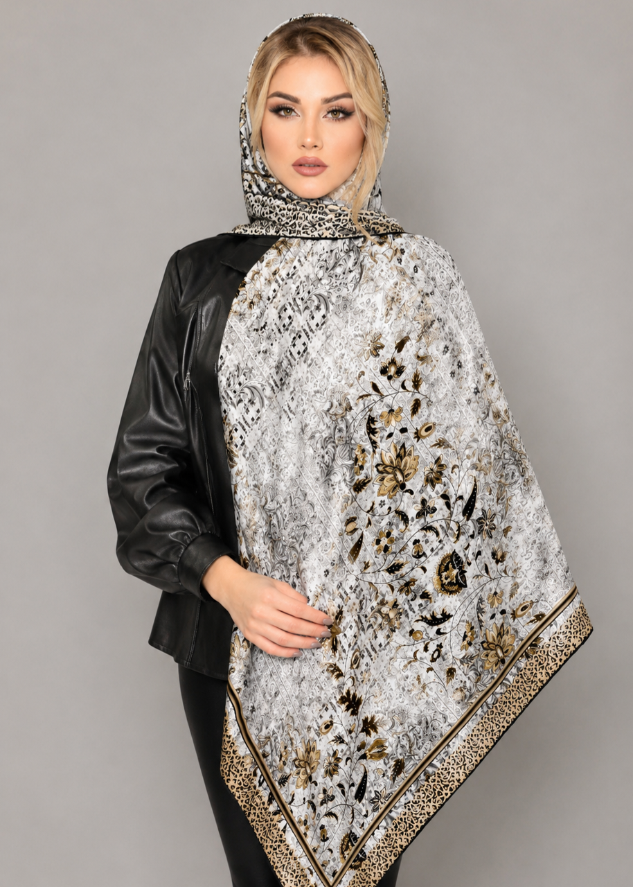 روسری نخی قواره ۱۰۰ سیمارو کد P3414-2