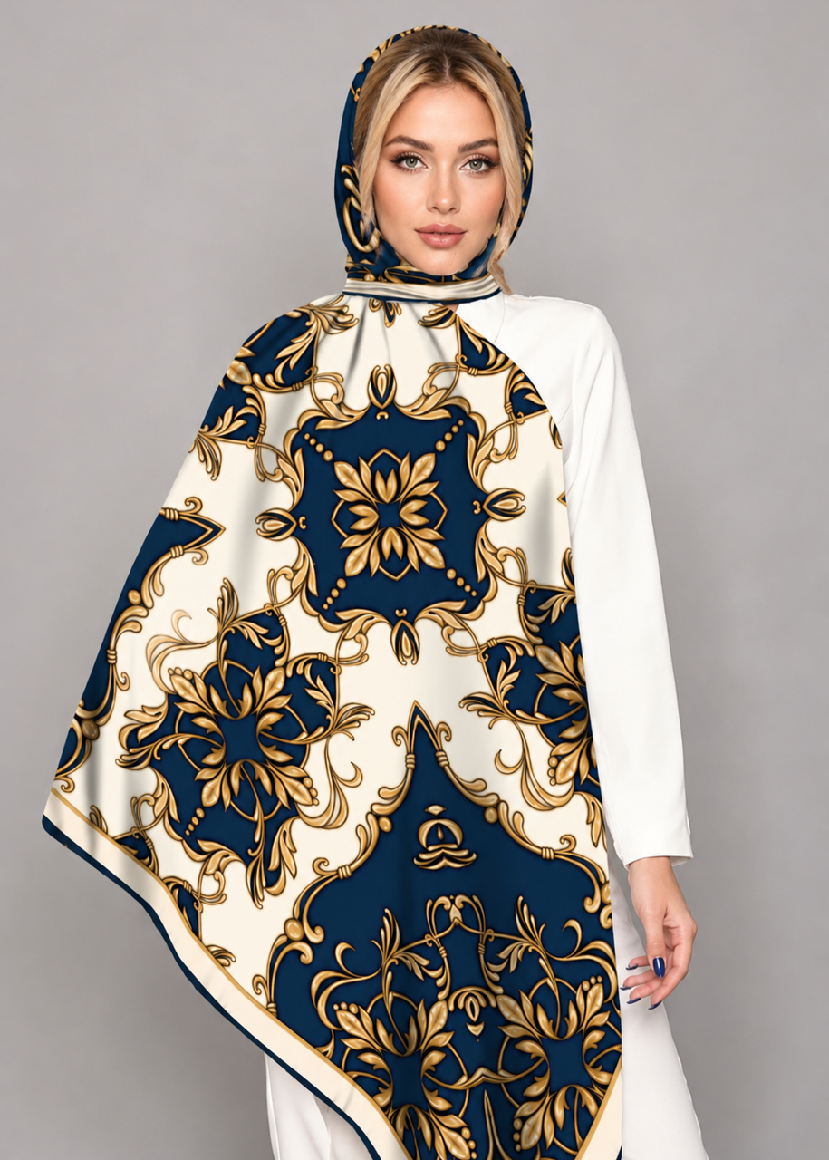 روسری نخی قواره ۱۳۰ سیما رو کد P3154-3
