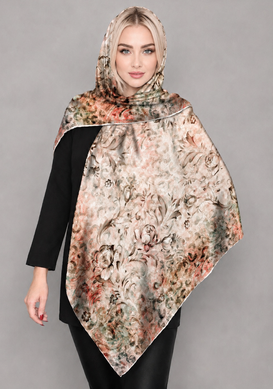 روسری نخی قواره ۱۰۰ سیمارو کد P3376-4