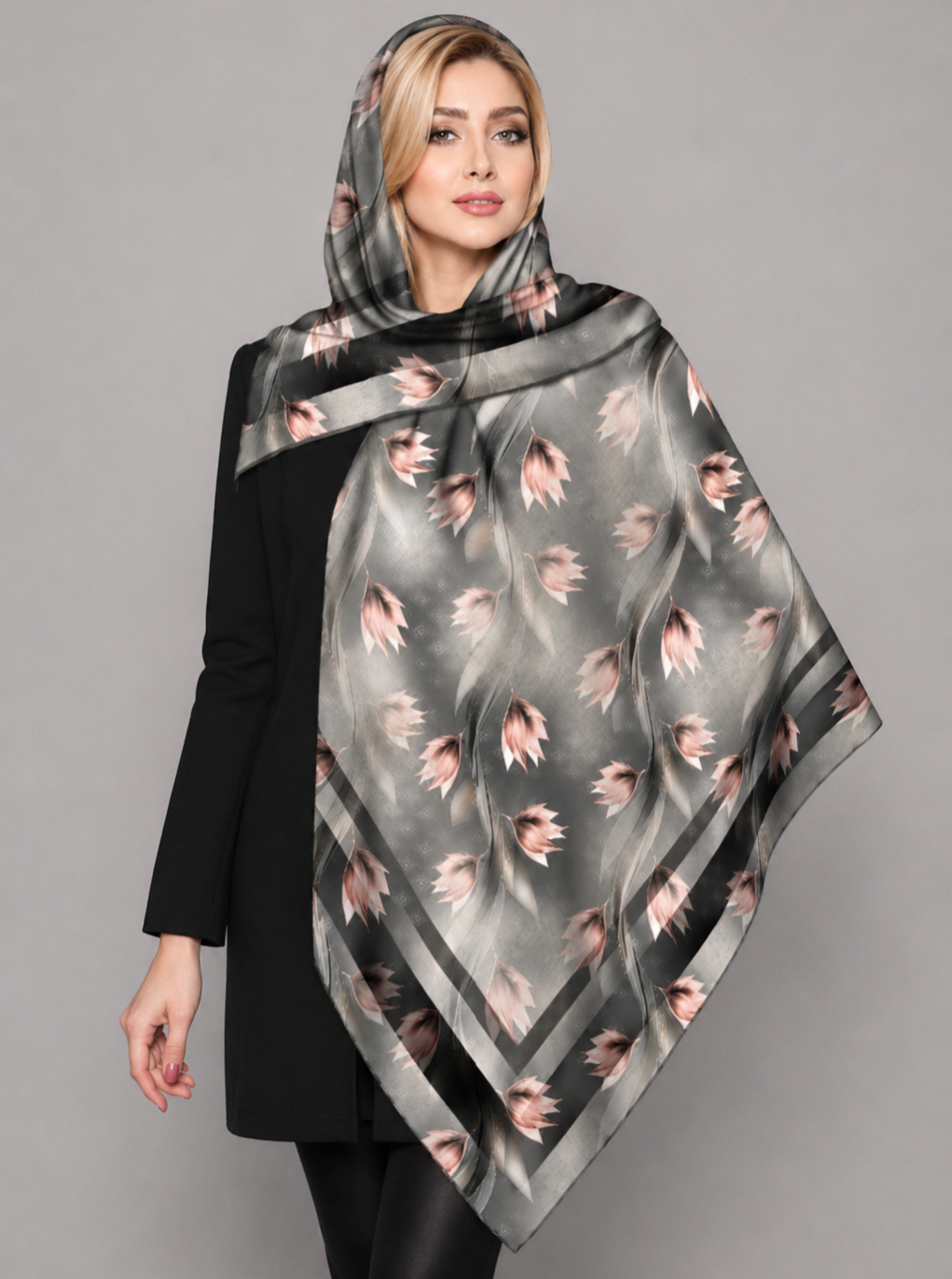 روسری نخی قواره ۱۳۰ سیما رو کد V8679-1