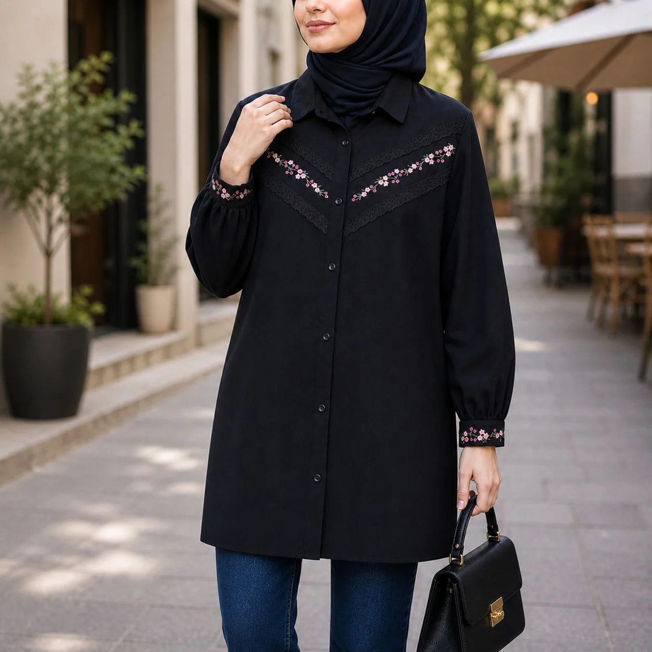 تونیک زنانه مشکی از سایز ۳۸ تا۴۶